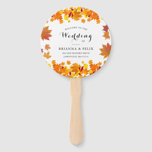 Rustic Autumn Leaves Wedding Handwaaier (Achterkant)
