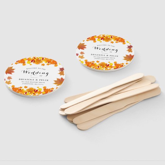 Rustic Autumn Leaves Wedding Handwaaier (Niet-gemonteerd)