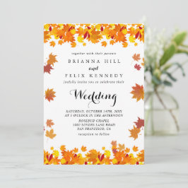 Rustic Autumn Leaves Wedding Kaart
