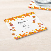 Rustic Autumn Leaves Wedding Kartonnen Onderzetters (Schuin)