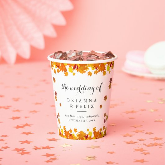 Rustic Autumn Leaves Wedding Papieren Bekers (Insitu)
