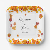Rustic Autumn Leaves Wedding Papieren Bordje (Voorkant)