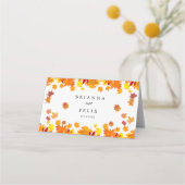 Rustic Autumn Leaves Wedding Plaatskaartje (Achterkant)