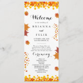 Rustic Autumn Leaves Wedding Programmakaart (Voorkant)