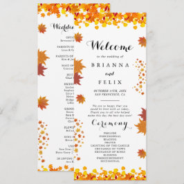 Rustic Autumn Leaves Wedding Programmakaart