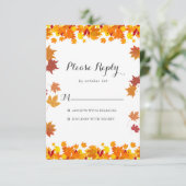 Rustic Autumn Leaves Wedding RSVP Card Kaartje (Staand voorkant)