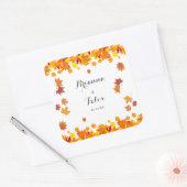 Rustic Autumn Leaves Wedding Vierkante Sticker (Envelop)