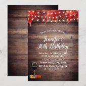 Rustic Autumn Leaves Wine 30th Birthday Kaart (Voorkant / Achterkant)