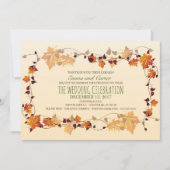 Rustic Autumn Leaves Wreath Wedding Uitnodiging (Voorkant)