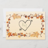 Rustic Autumn Leaves Wreath Wedding Uitnodiging (Achterkant)