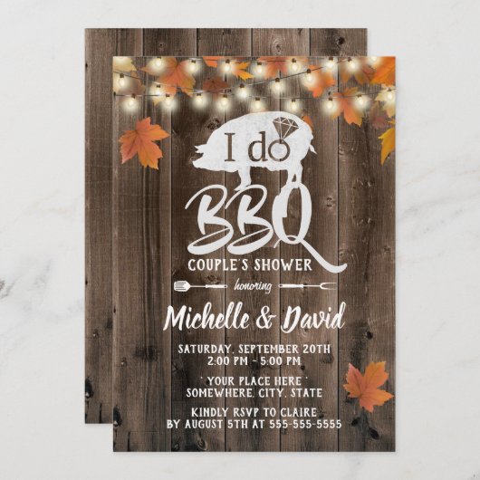 Rustic Autumn leveert I DO BBQ Barn Wedding Kaart (Voorkant / Achterkant)