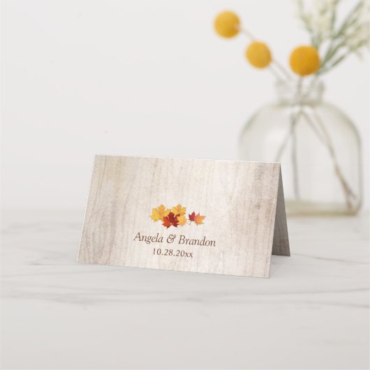 Rustic Autumn leveert String Lights Wedding Table Plaatskaartje (Achterkant)