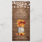 Rustic Autumn leves String Lights Wedding Program Programmakaart (Voorkant)