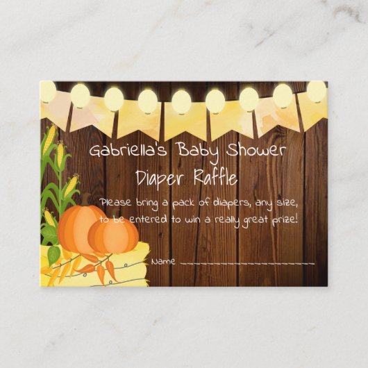 Rustic Autumn Little Pumpkin Diaper Raffle Ticket Informatiekaartje (Voorkant)