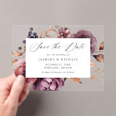 Rustic Autumn Marsala Bloem Bruiloft Save the Date Acryl Uitnodigingen (Insitu (Draagbaar))