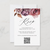 Rustic Autumn Marsala Bloem QR Code Bruiloft RSVP Kaartje (Voorkant)