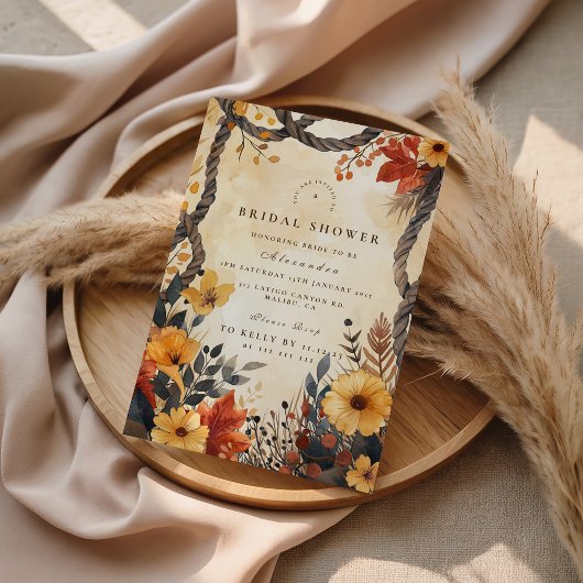 Rustic Autumn Meadow Bridal Shower Kaart