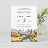 Rustic Autumn Mountain Bar Mitzvah Kaart (Staand voorkant)