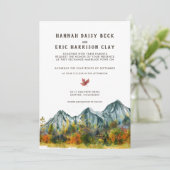 Rustic Autumn Mountain Wedding Kaart (Staand voorkant)