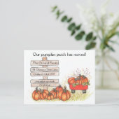 Rustic Autumn New Address Pumpkin Patch Aankondigingskaart (Staand voorkant)