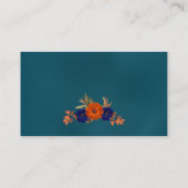 Rustic Autumn Orange Navy Blue Floral Wedding Plaatskaartje (Achterkant)