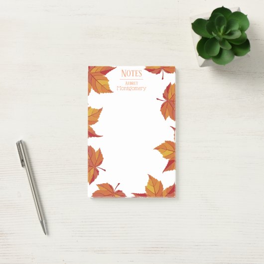 Rustic Autumn Oranje bladeren | Gepersonaliseerd Post-it® Notes (Kantoor)