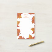 Rustic Autumn Oranje bladeren | Gepersonaliseerd Post-it® Notes (Op bureau)
