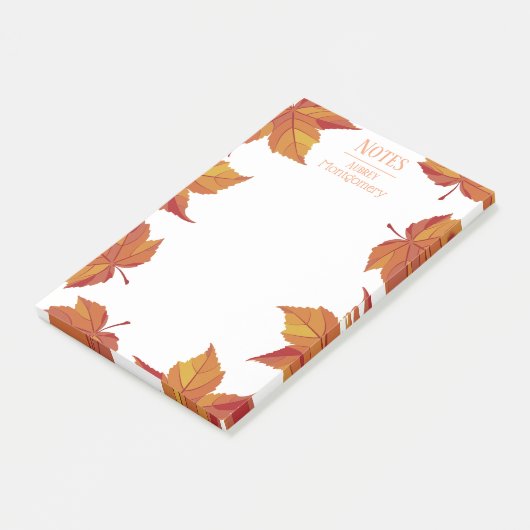 Rustic Autumn Oranje bladeren | Gepersonaliseerd Post-it® Notes (Schuin)
