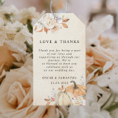 Rustic Autumn Oranje pompoenen en bloemen Cadeaulabel