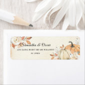 Rustic Autumn Oranje pompoenen en bloemen Etiket (Insitu)