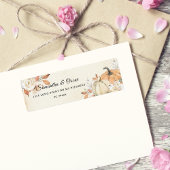 Rustic Autumn Oranje pompoenen en bloemen Etiket