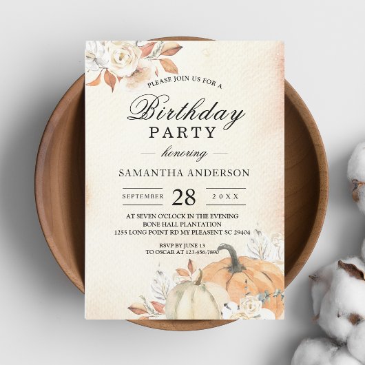 Rustic Autumn Oranje pompoenen en bloemen Kaart