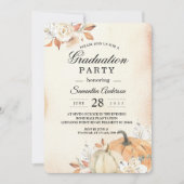 Rustic Autumn Oranje pompoenen en bloemen Kaart (Voorkant)