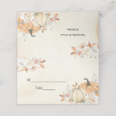 Rustic Autumn Oranje pompoenen en bloemen Plaatskaartje (Buitenkant ongevouwen)