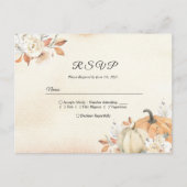 Rustic Autumn Oranje pompoenen en bloemen Uitnodiging Briefkaart (Voorkant)