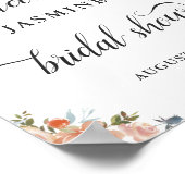 Rustic Autumn Peach Floral Vrijgezellenfeest Sign. Poster (Hoek)