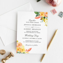 Rustic Autumn Peach Waterverf Floral Fall Wedding