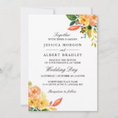 Rustic Autumn Peach Waterverf Floral Fall Wedding Kaart (Voorkant)
