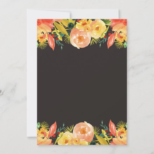 Rustic Autumn Peach Waterverf Floral Fall Wedding Kaart (Achterkant)