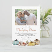 Rustic Autumn Photo Thanksgiving Invitation Kaart (Staand voorkant)
