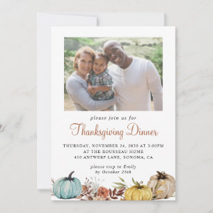 Rustic Autumn Photo Thanksgiving Invitation Kaart