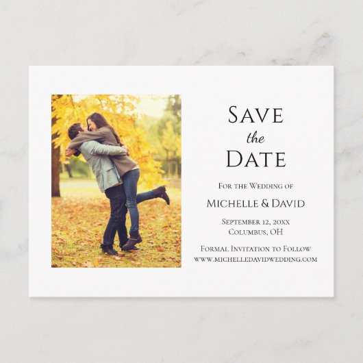 Rustic Autumn Photo Wedding Save the Date Aankondigingskaart (Voorkant)