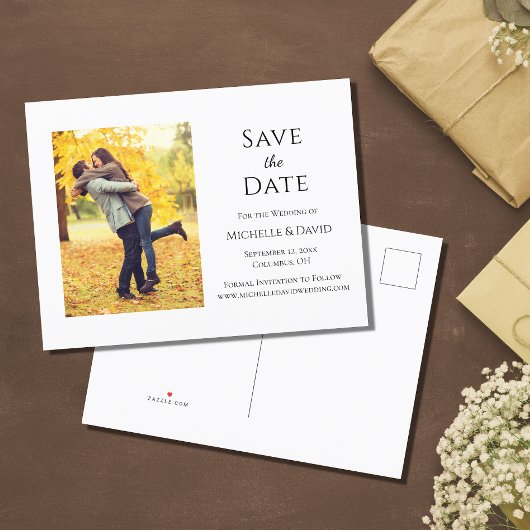 Rustic Autumn Photo Wedding Save the Date Aankondigingskaart