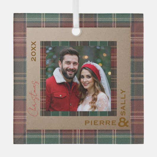 Rustic Autumn Plaid Glas Ornament (Voorkant)