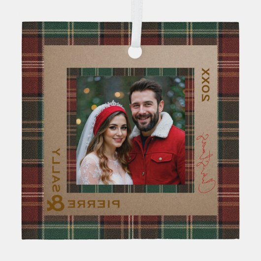 Rustic Autumn Plaid Glas Ornament (Achterkant)