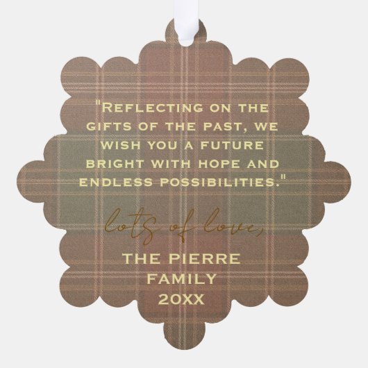 Rustic Autumn Plaid Ornament Kaart (Achterkant)