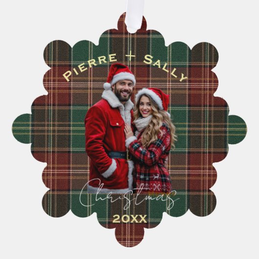 Rustic Autumn Plaid Ornament Kaart (Voorkant)