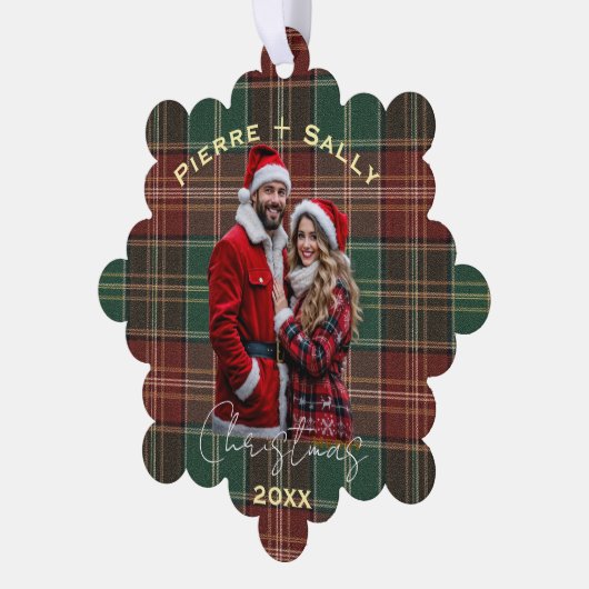 Rustic Autumn Plaid Ornament Kaart (Links)