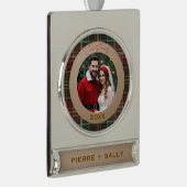 Rustic Autumn Plaid Verzilverd Banner Ornament (Rechts)