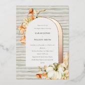 Rustic Autumn Pumpkin Arch Floral Couples Shower Folie Uitnodiging (Voorkant)